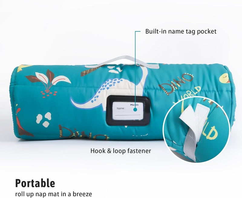 MORAIS Toddler Nap Mat with Pillow and Blanket, 52" x 20" Lightweight and Soft Nap Mat for Preschool, Daycare, Travel Sleeping Bags - Image 3